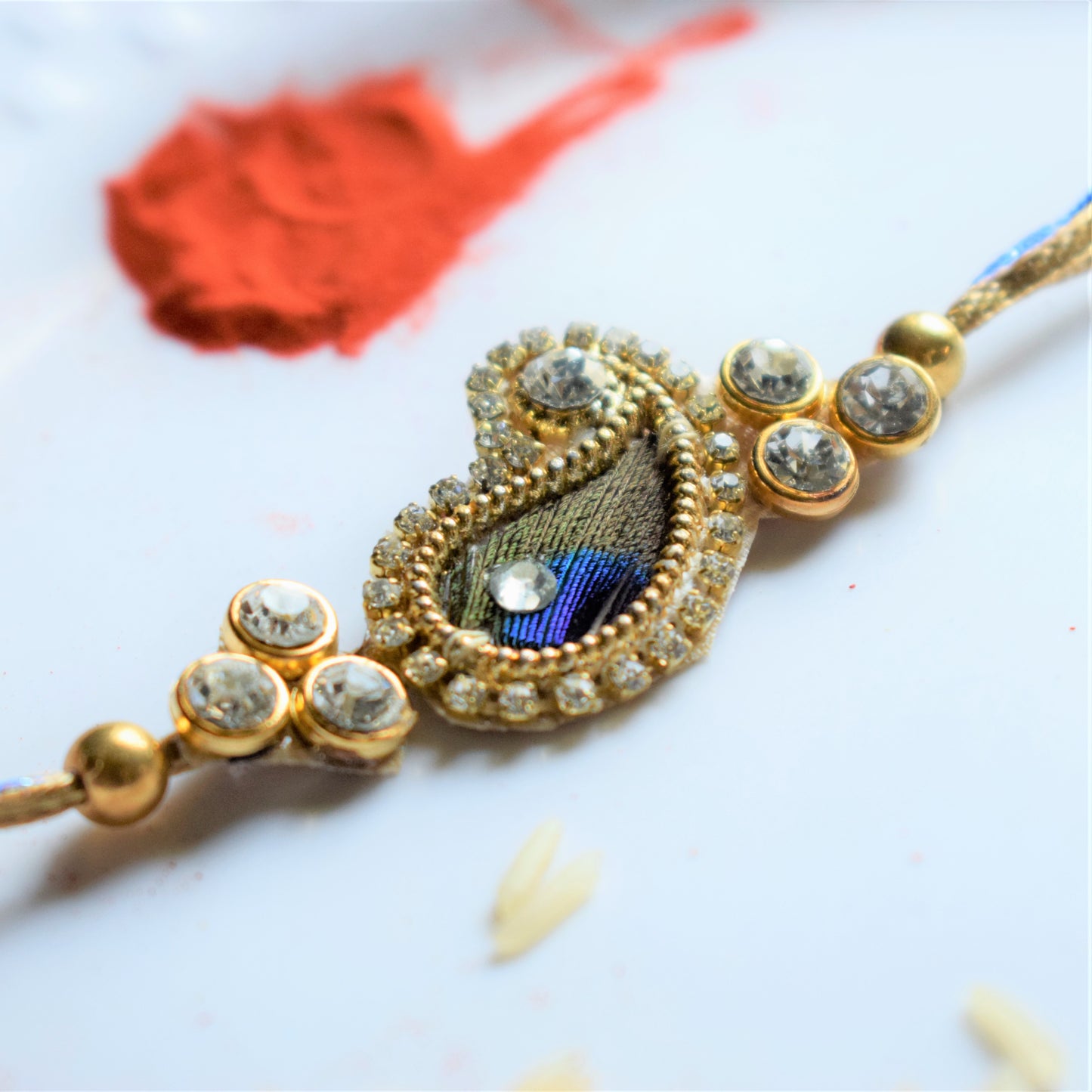 Peacock Feather Paisley Rakhi