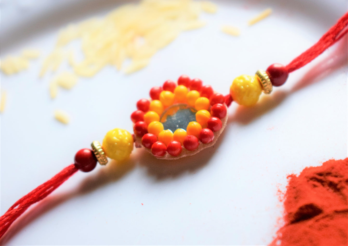 Bead and Mirror Traditional Rakhi