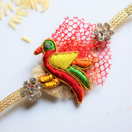 Designer Embroidered Parrot Rakhi