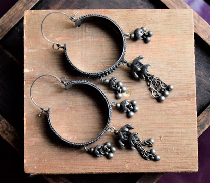 German Silver Tribal Vintage Hoops