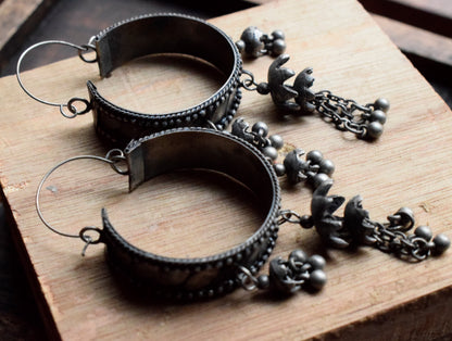 German Silver Tribal Vintage Hoops