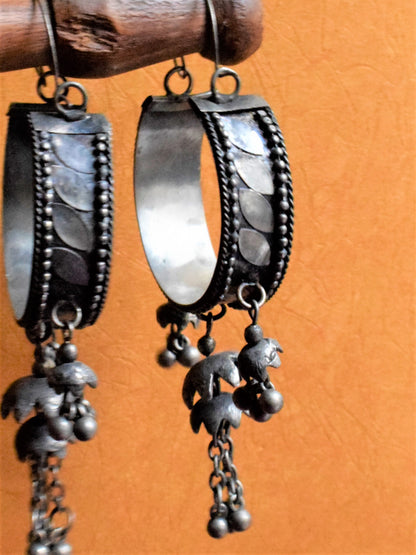 German Silver Tribal Vintage Hoops