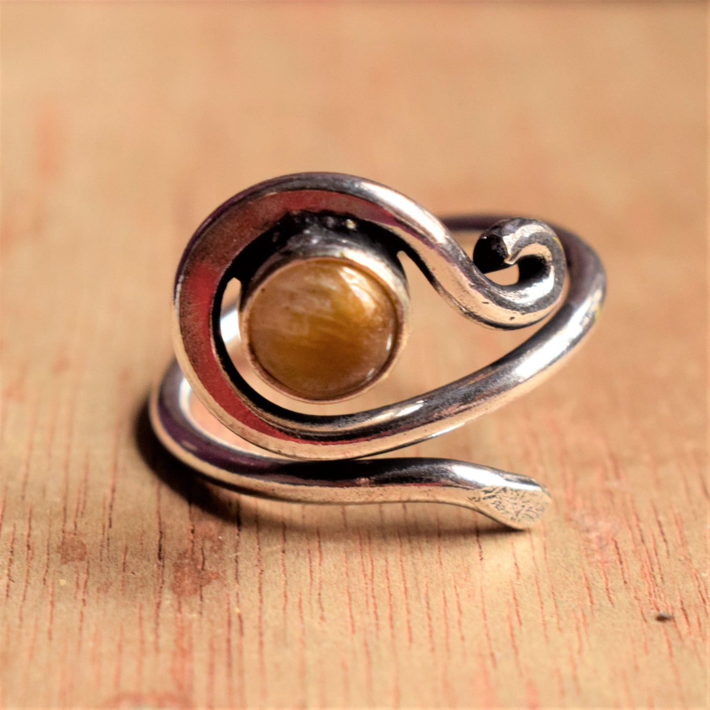 Spiral Gemstone German Silver Finger Ring