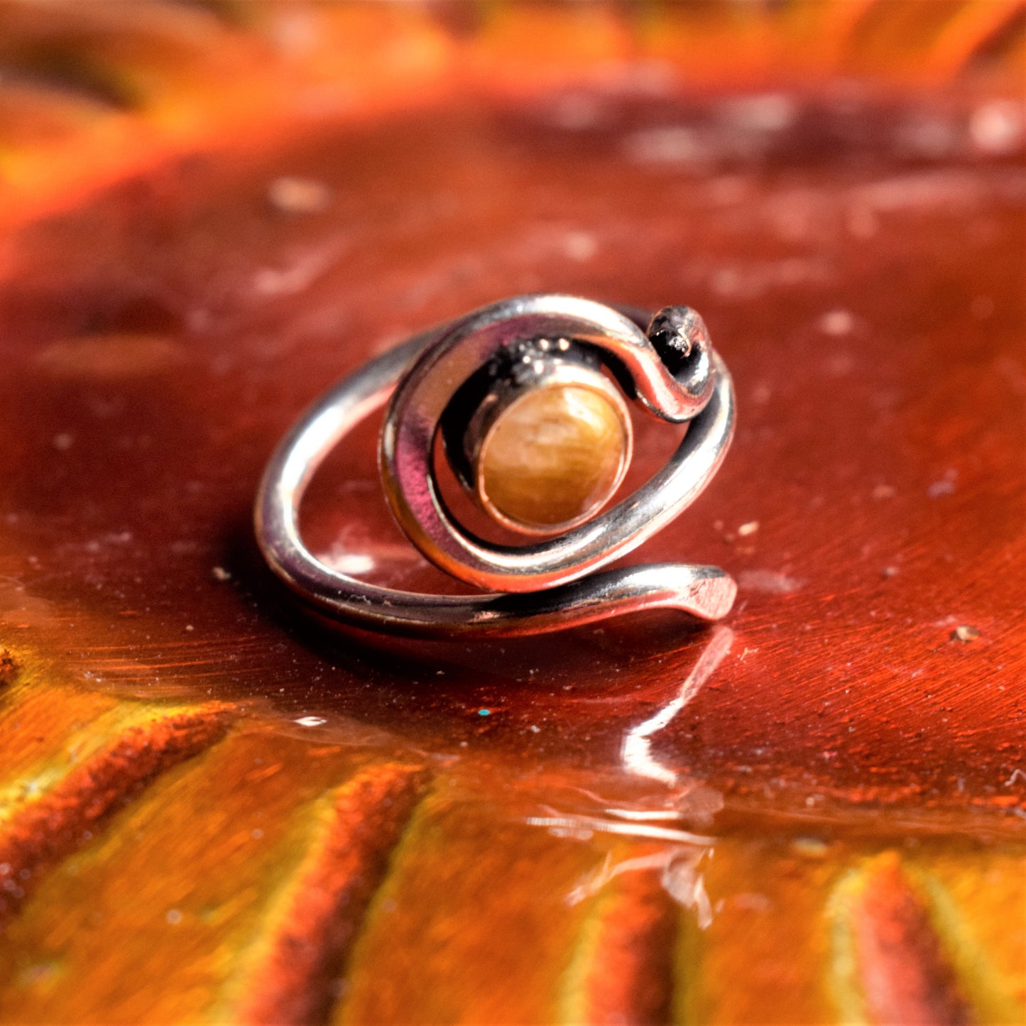 Spiral Gemstone German Silver Finger Ring