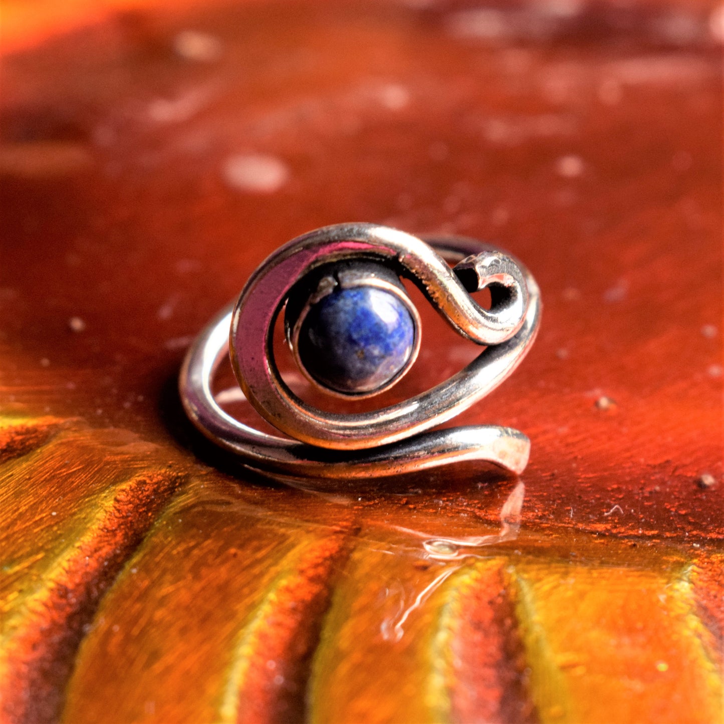 Spiral Gemstone German Silver Finger Ring