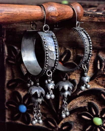 German Silver Tribal Vintage Hoops