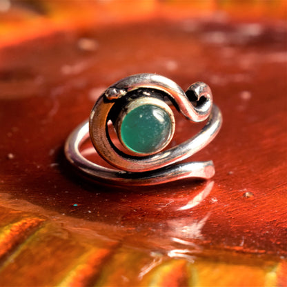 Spiral Gemstone German Silver Finger Ring