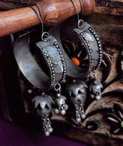 German Silver Tribal Vintage Hoops