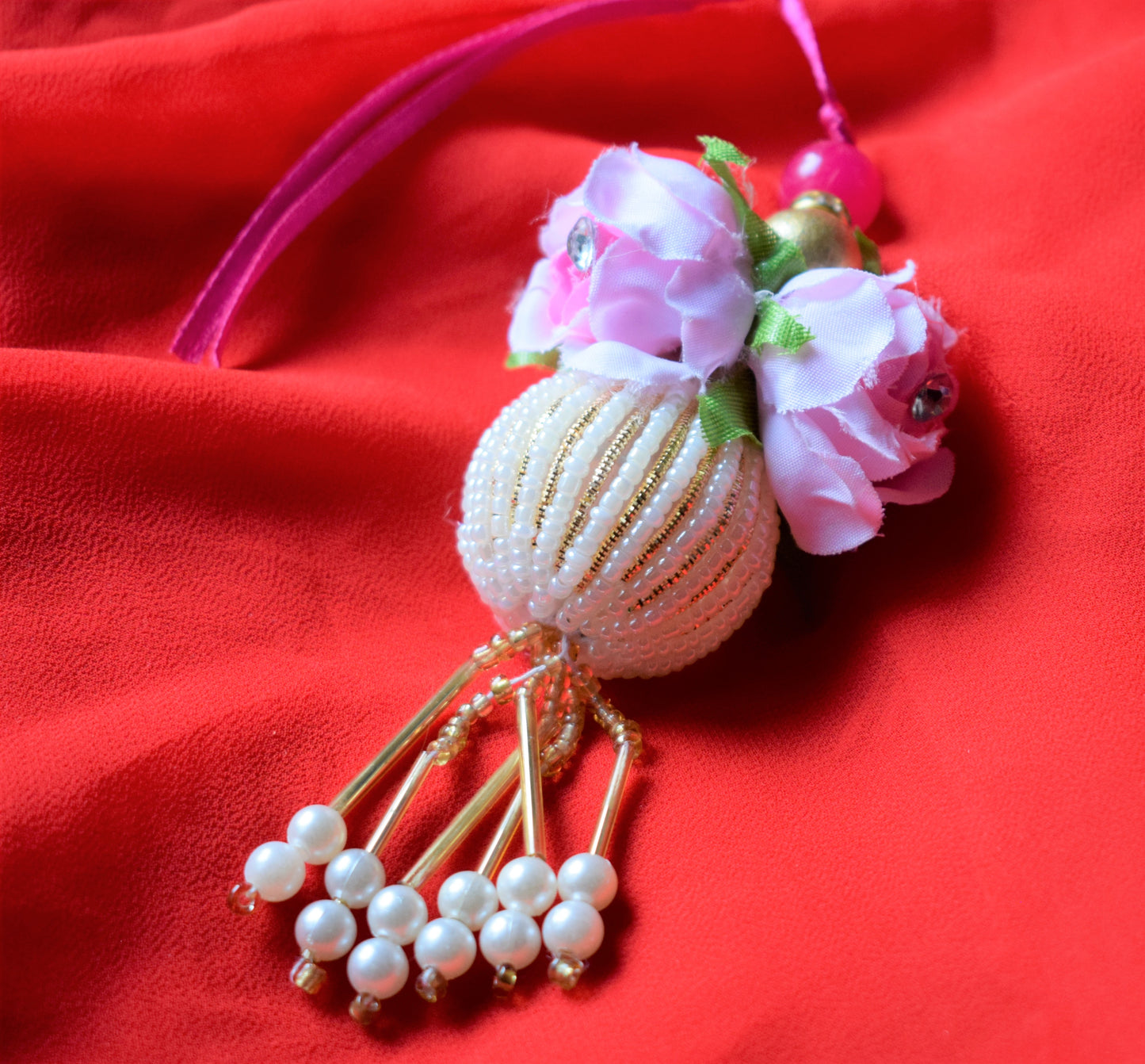 Pearl Bliss Floral Lumba Rakhi