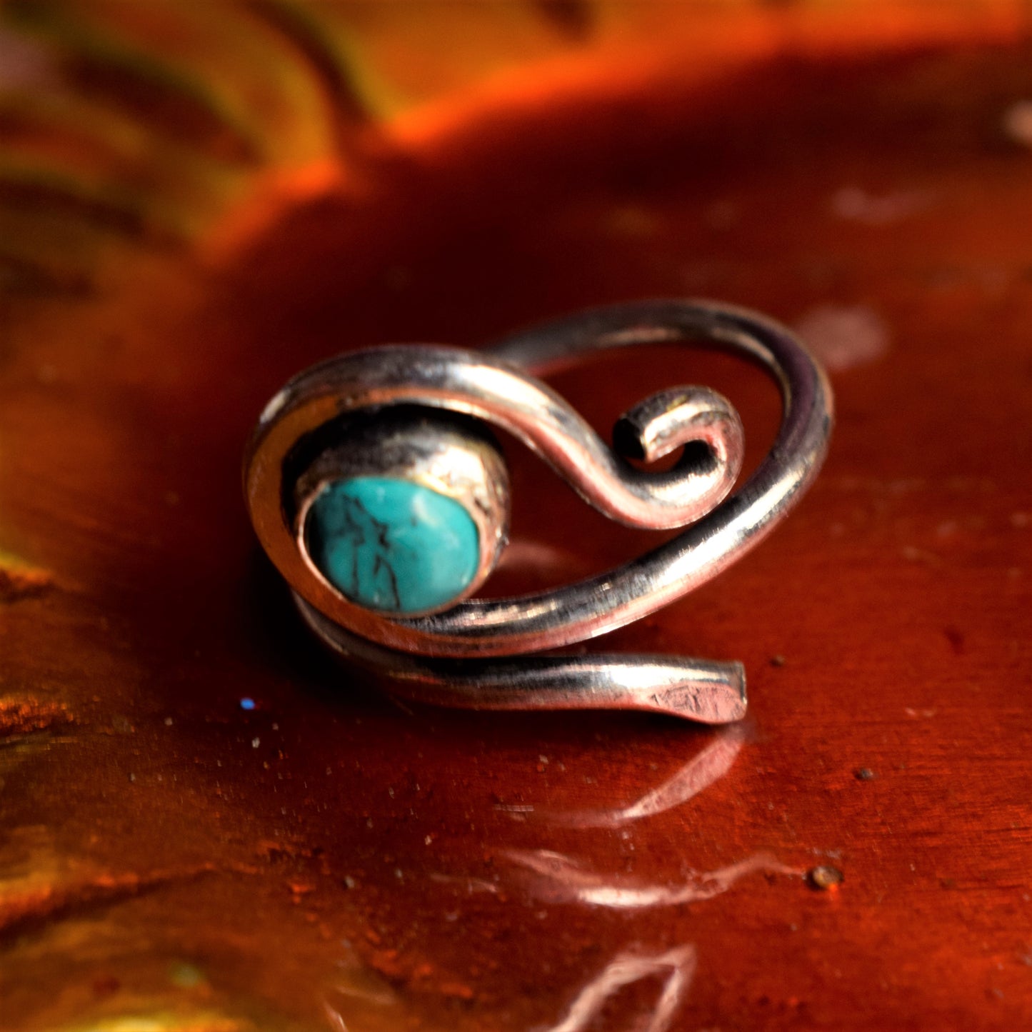 Spiral Gemstone German Silver Finger Ring