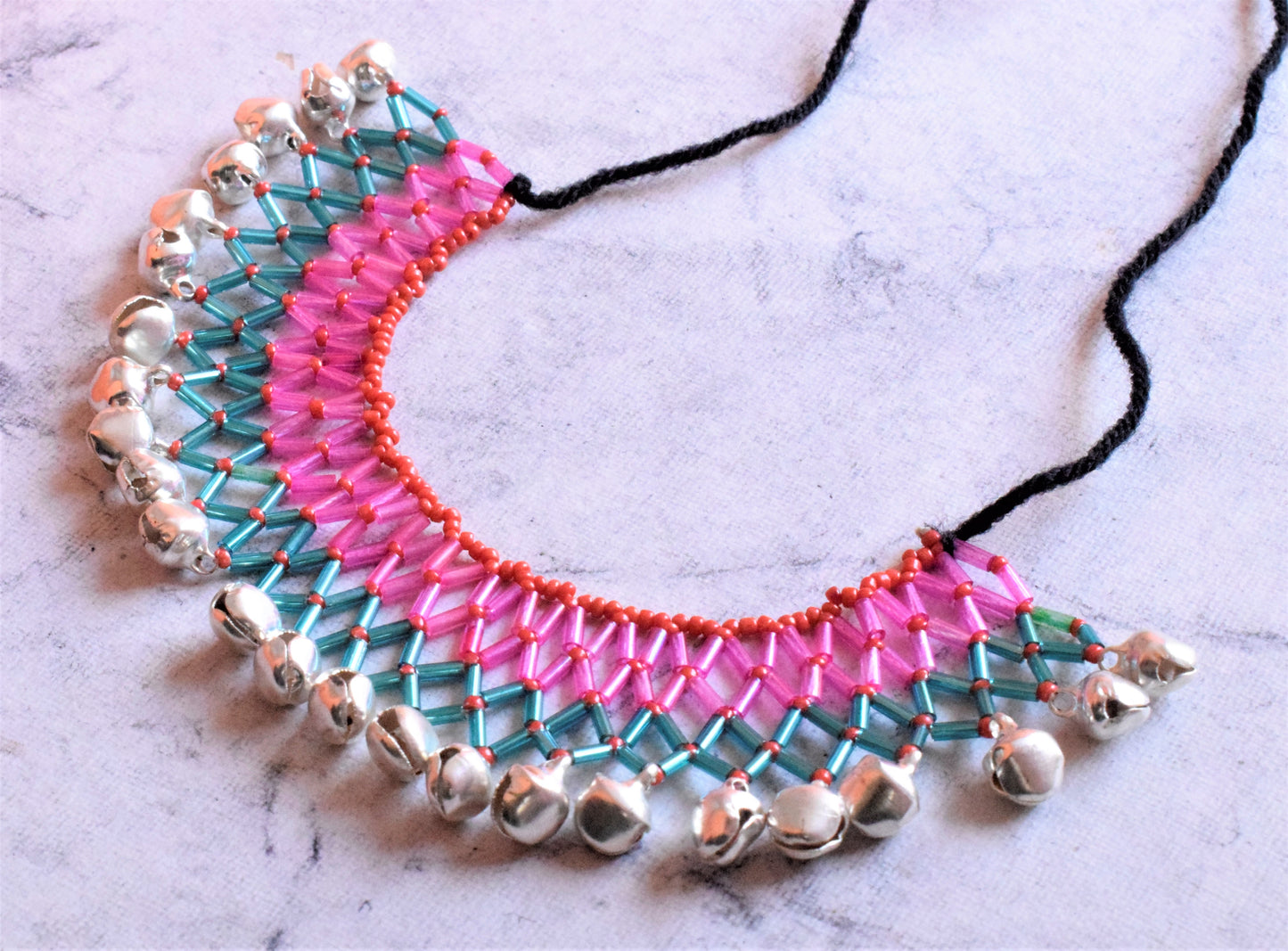 Multicolored Sequin and Bead Ghungroo Choker Necklace