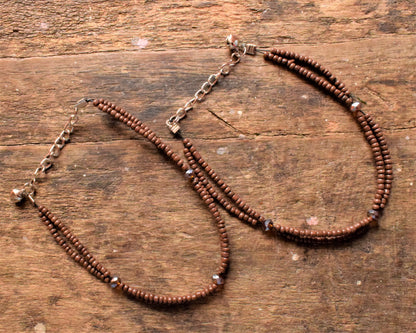 Crystal and Bead Anklet - GlitterGleam