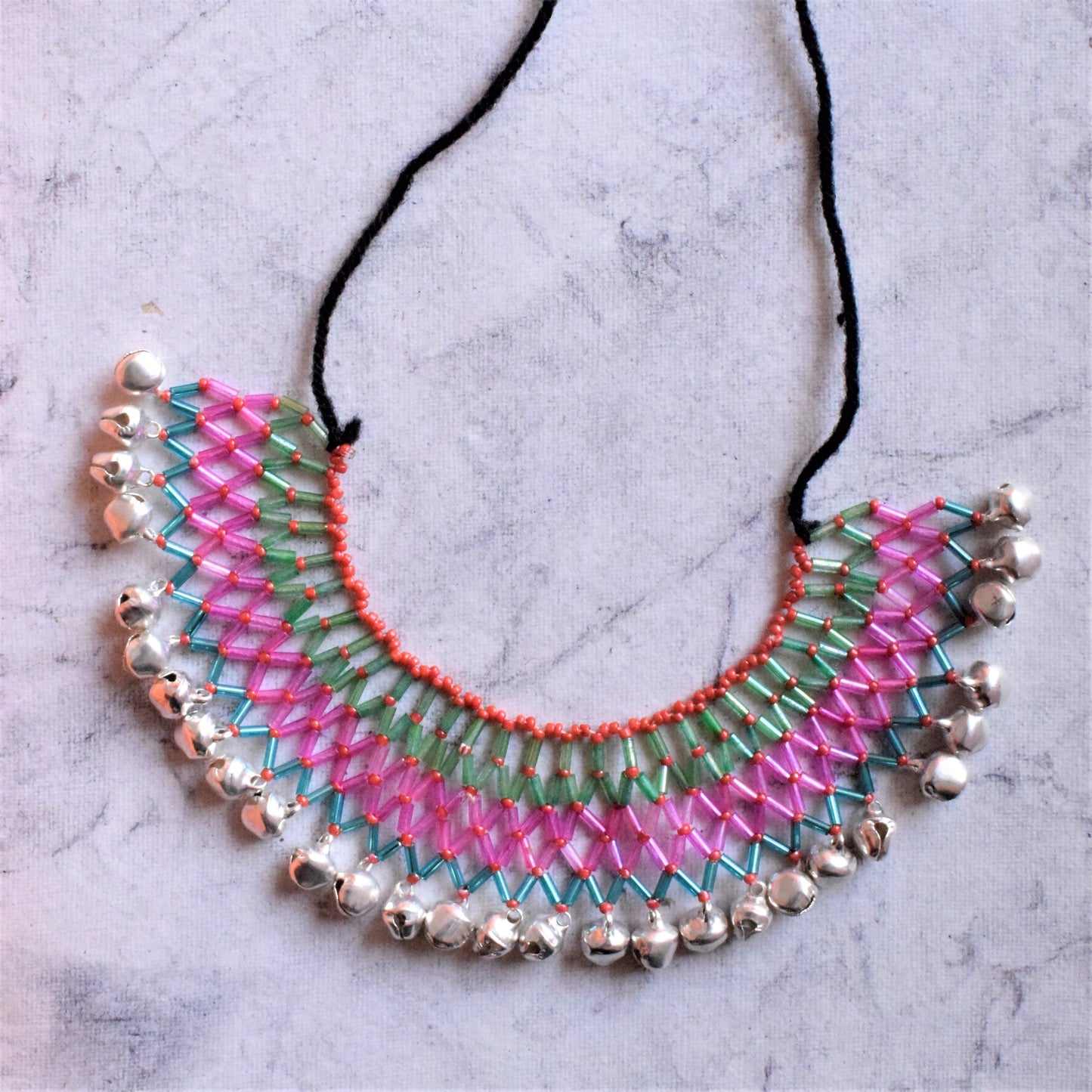 Multicolored Sequin and Bead Ghungroo Choker Necklace
