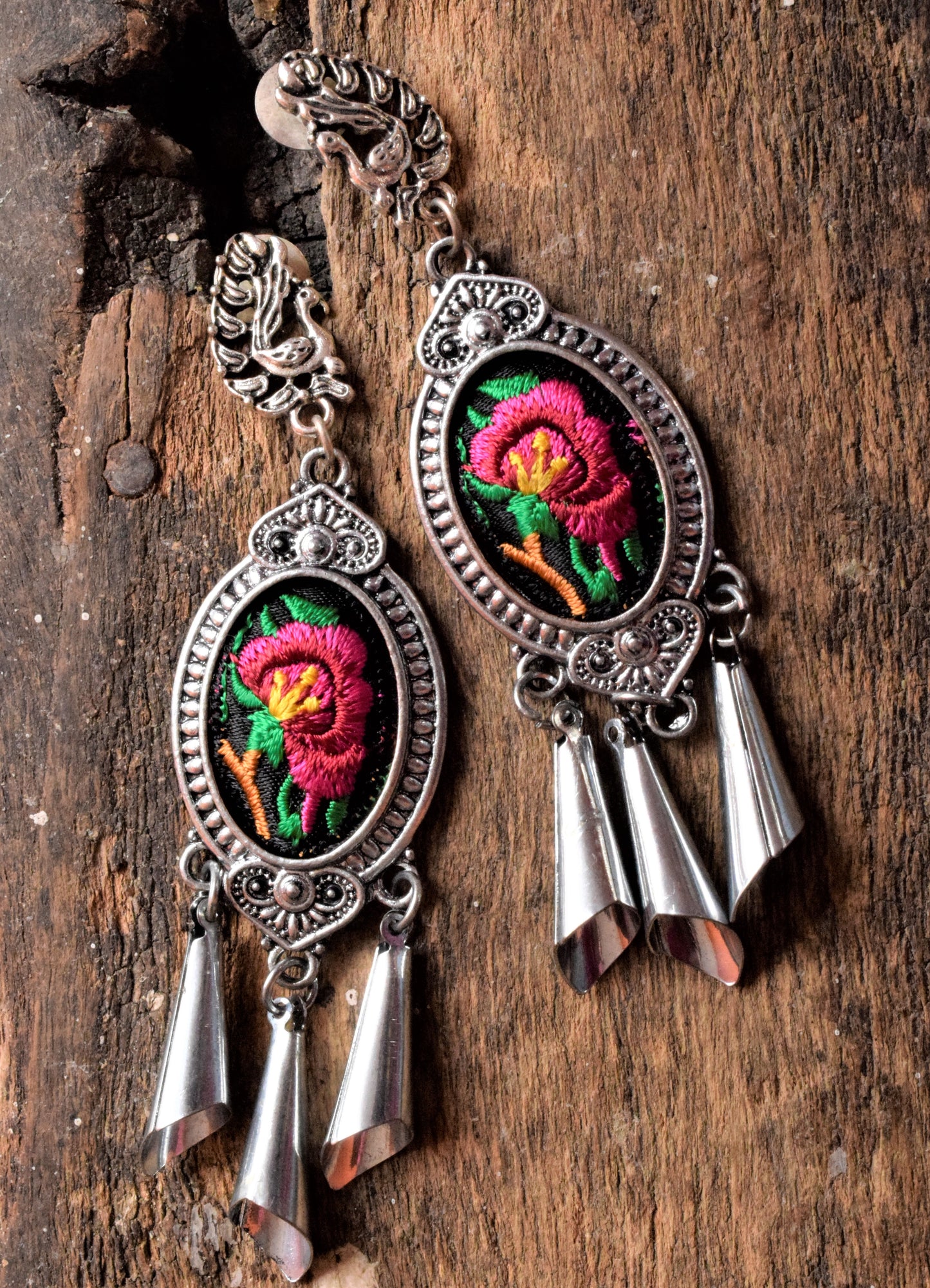 Floral Embroidered Earrings - GlitterGleam