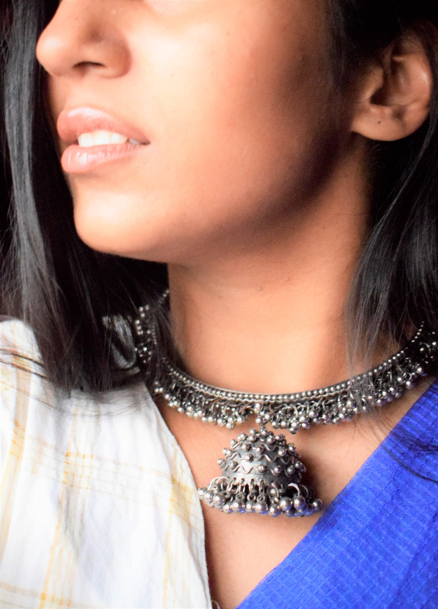 Ghungroo Jhumka German Silver Choker Necklace