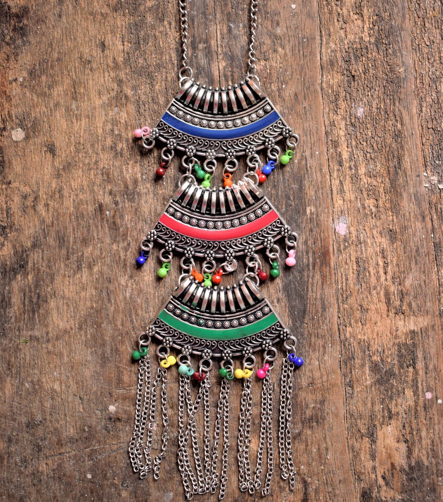 Long Afghani chain Necklace with Tassels
