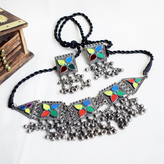 PhoolKiran Afghani Choker Tassel Necklace Set