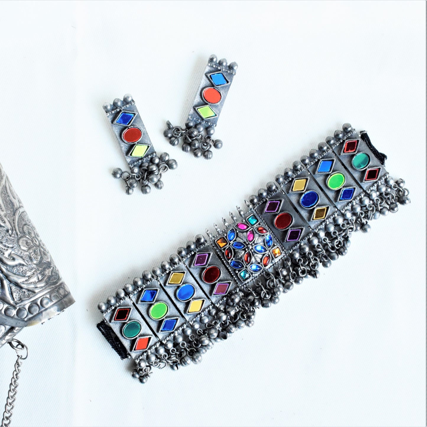 Banjaran Afghani Choker Necklace with Earrings