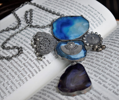 Bohomania Stone Silver Antique Pendant Necklace