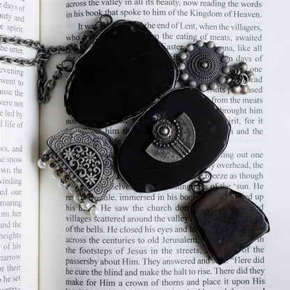 Bohomania Stone Silver Antique Pendant Necklace