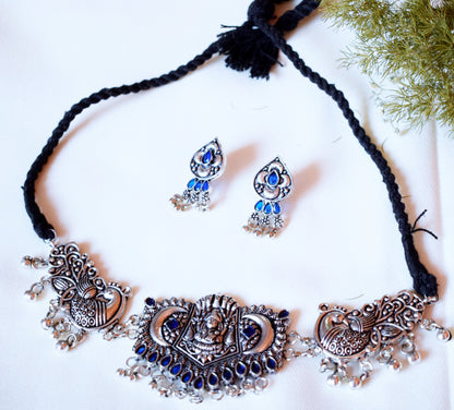 ShreeLakshmi German Silver Choker Necklace with Earrings