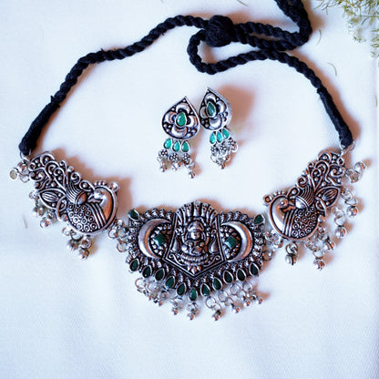 ShreeLakshmi German Silver Choker Necklace with Earrings