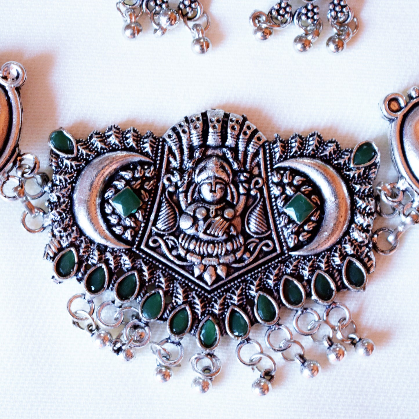 ShreeLakshmi German Silver Choker Necklace with Earrings