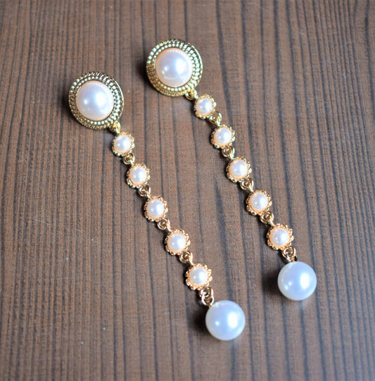 Long Pearl Earrings - GlitterGleam