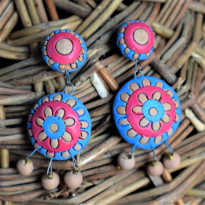 Circular Terracotta Danglers - GlitterGleam