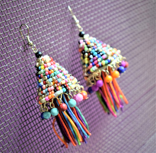 Multicolored Stylish Alloy Beaded Jhumka - GlitterGleam