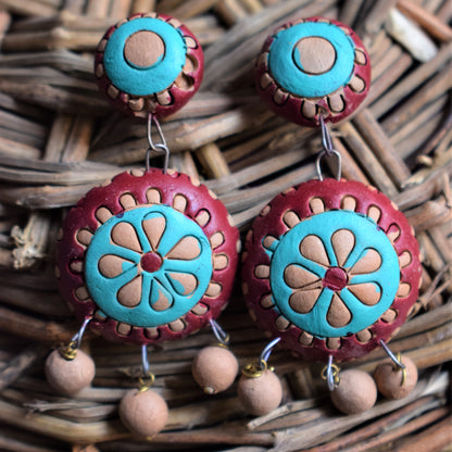 Circular Terracotta Danglers - GlitterGleam