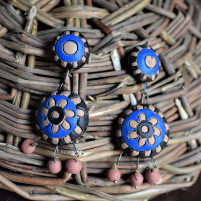 Circular Terracotta Danglers - GlitterGleam