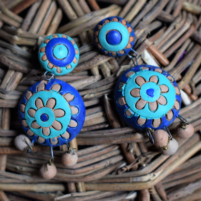 Circular Terracotta Danglers - GlitterGleam