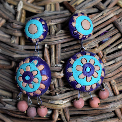 Circular Terracotta Danglers - GlitterGleam