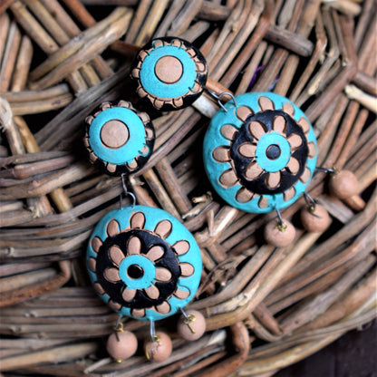 Circular Terracotta Danglers - GlitterGleam
