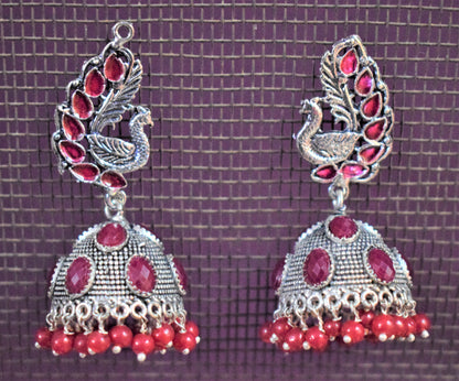 German Silver Afghani Jhumka - GlitterGleam