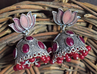 German Silver Afghani Jhumka - GlitterGleam