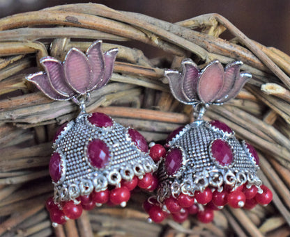 German Silver Afghani Jhumka - GlitterGleam