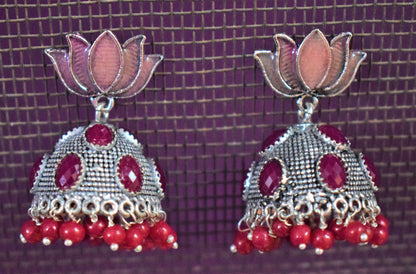 German Silver Afghani Jhumka - GlitterGleam