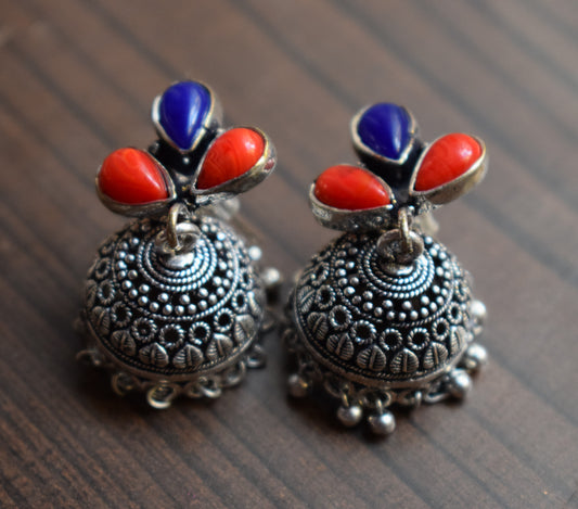 Gem Bud Carved Jhumki - GlitterGleam