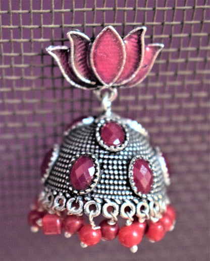 German Silver Afghani Jhumka - GlitterGleam