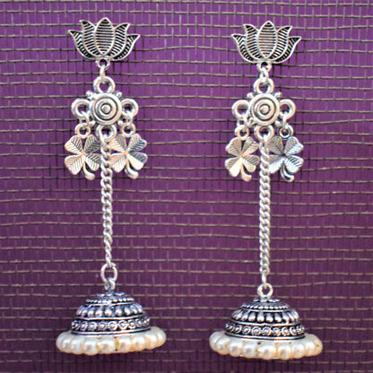 Lotus Kashmiri Latkan Hanging Jhumka - GlitterGleam
