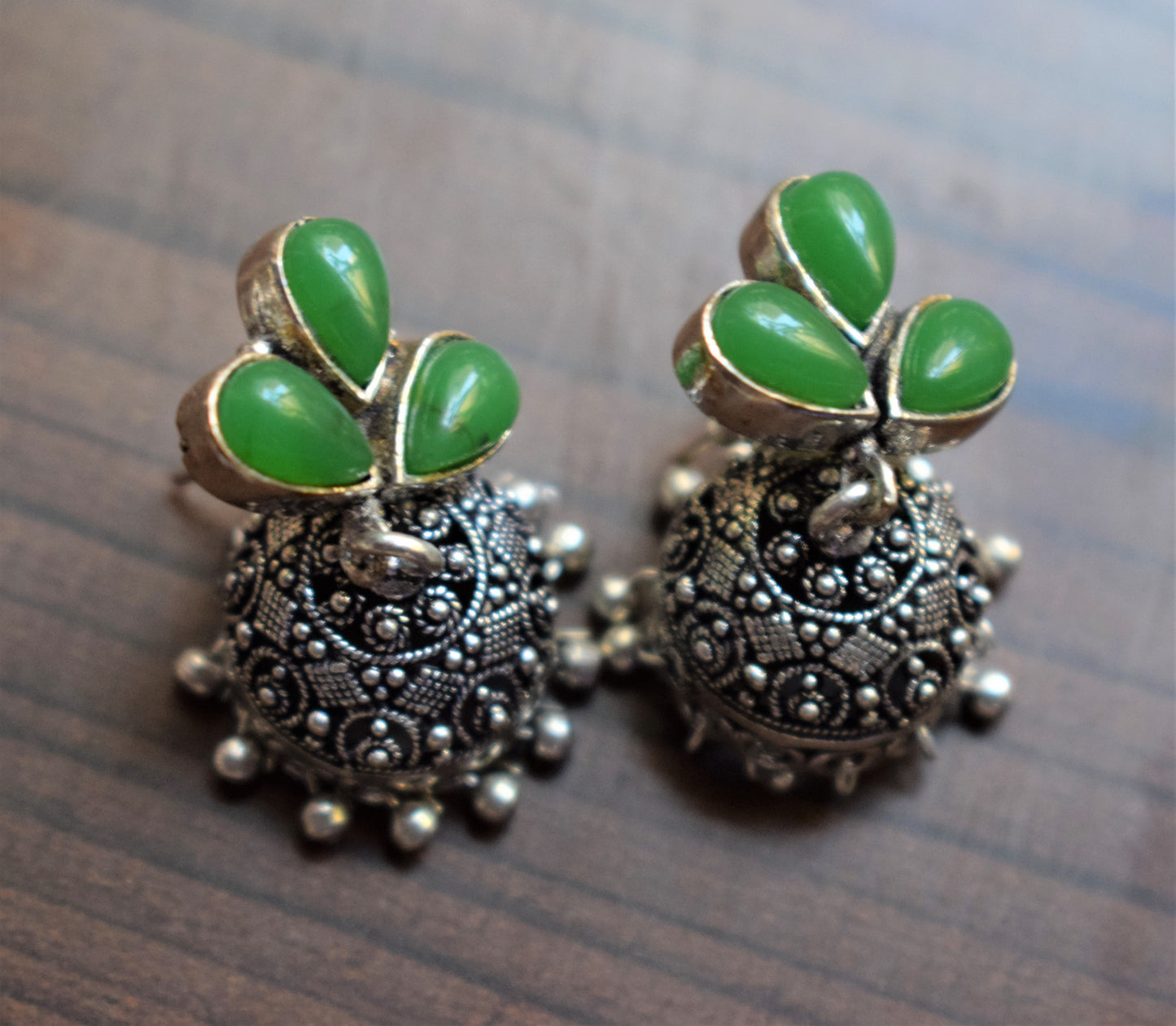 Gem Bud Carved Jhumki - GlitterGleam