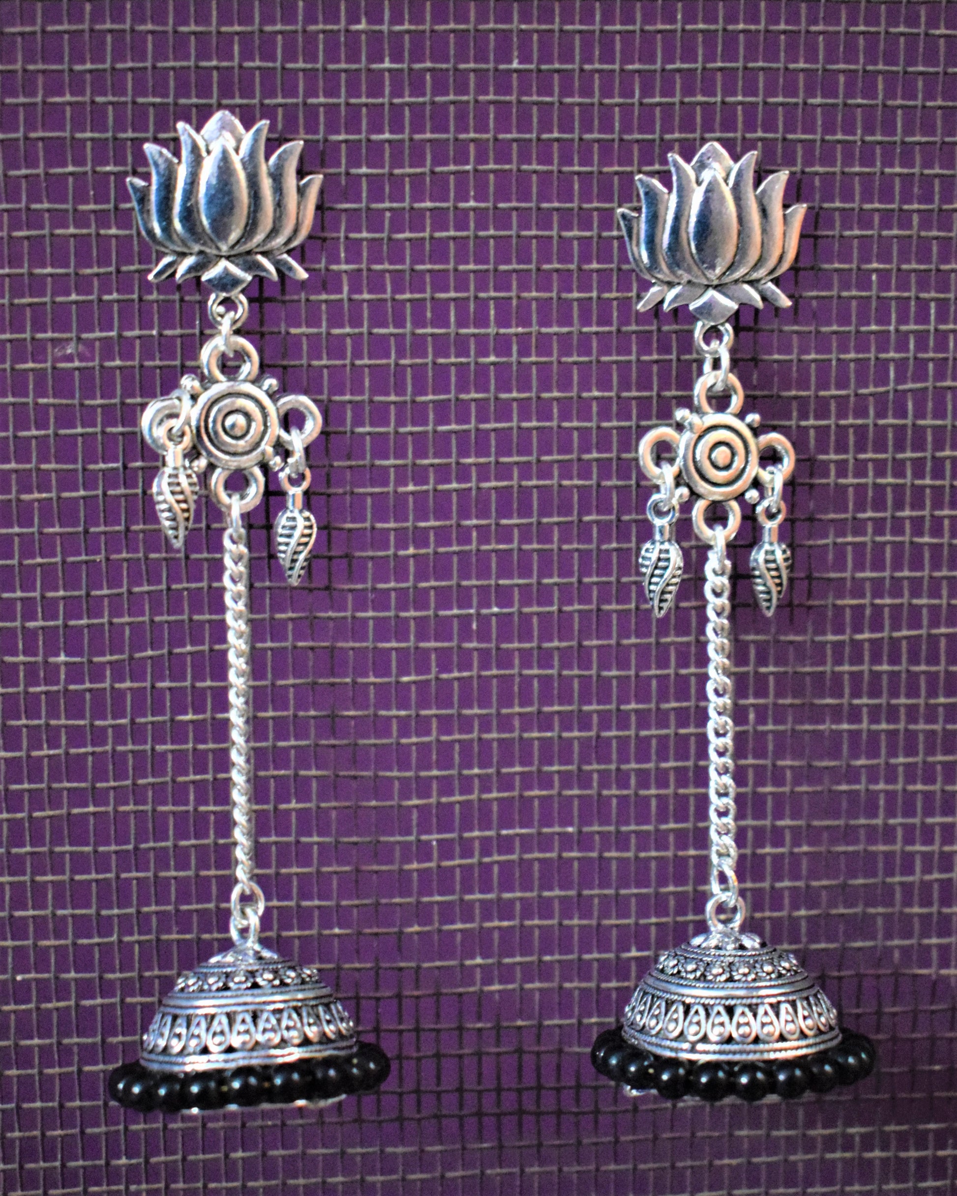 Lotus Kashmiri Latkan Hanging Jhumka - GlitterGleam