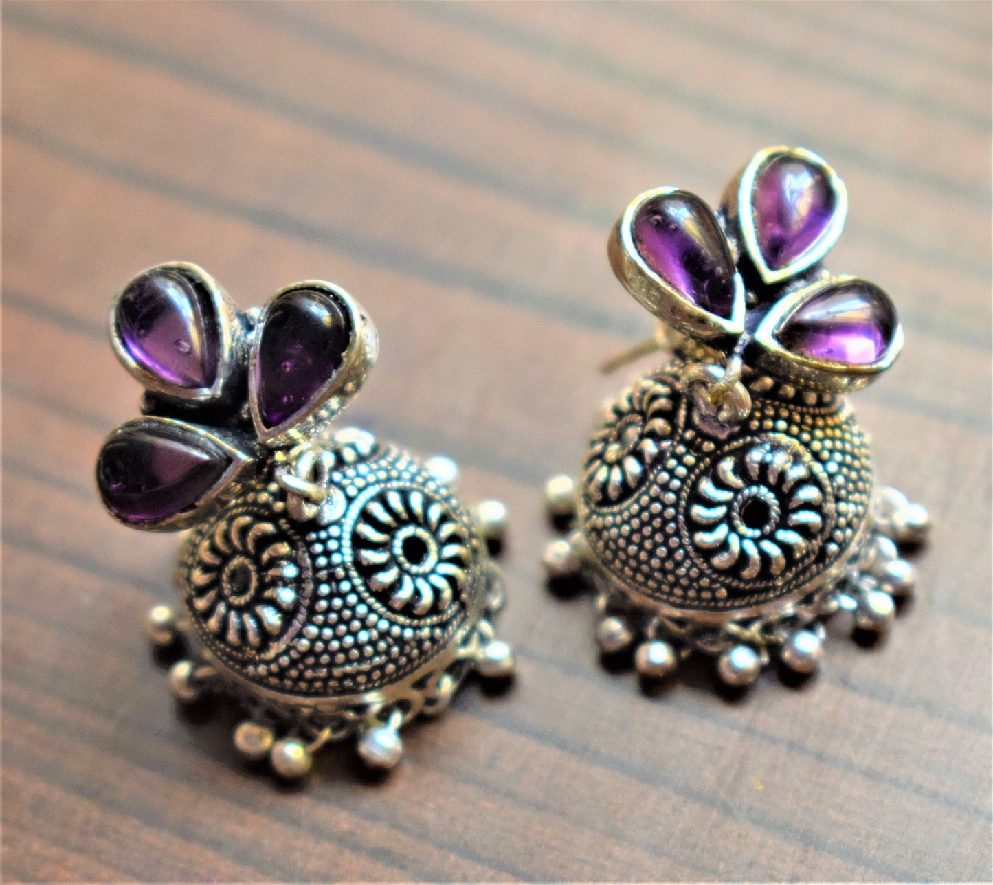 Gem Bud Carved Jhumki - GlitterGleam