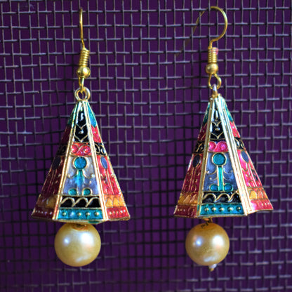 Meenakari Conical Pyramid Jhumki - GlitterGleam
