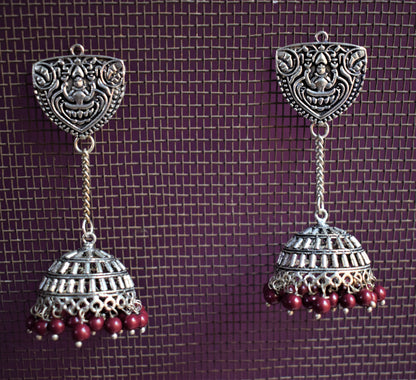 Goddess Lakshmi Hanging Jhumki (Kashmiri Latkan) - GlitterGleam