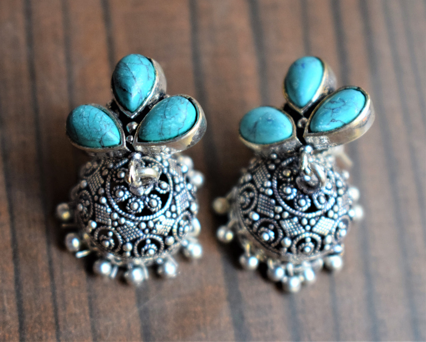 Gem Bud Carved Jhumki - GlitterGleam