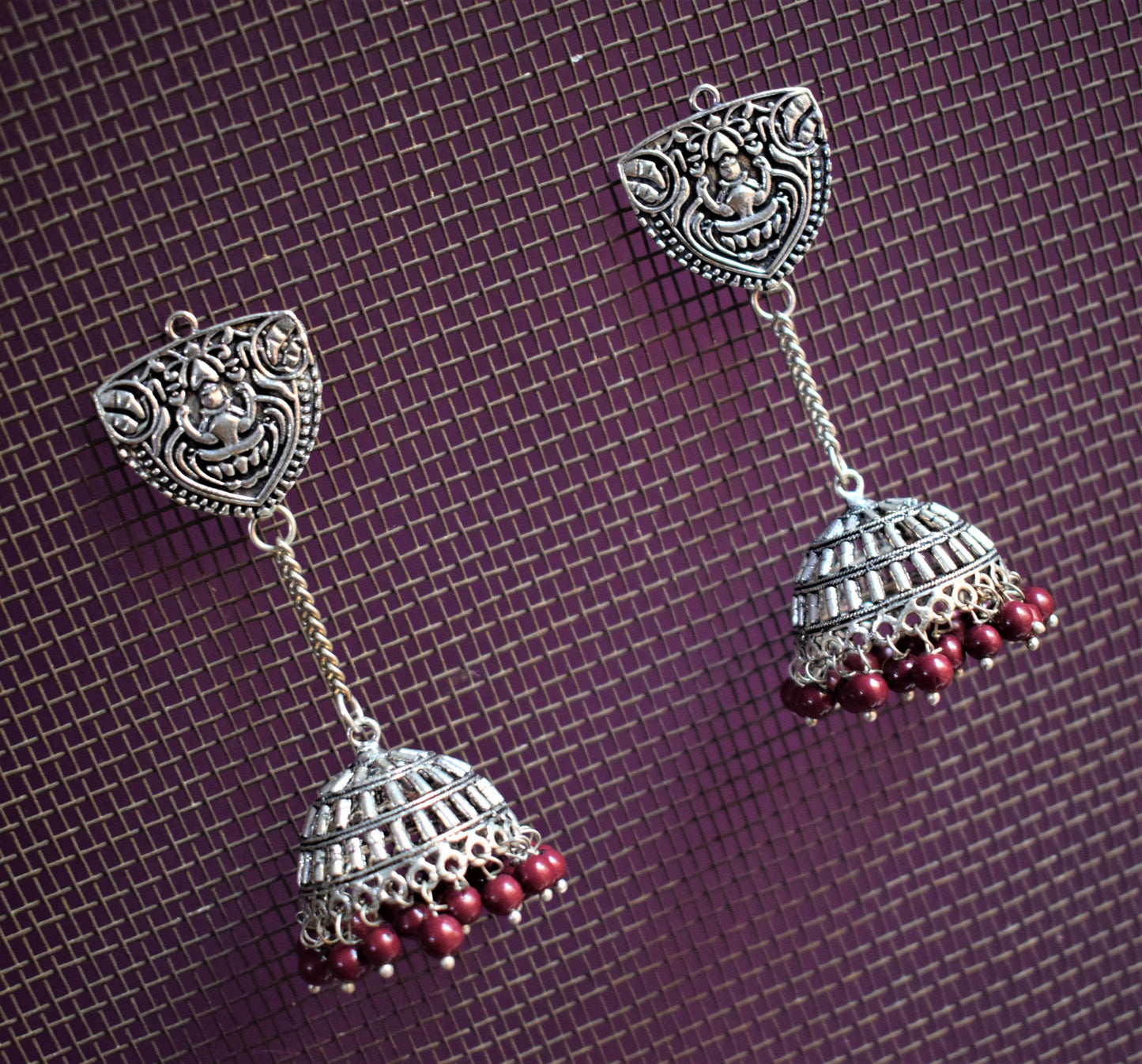 Goddess Lakshmi Hanging Jhumki (Kashmiri Latkan) - GlitterGleam