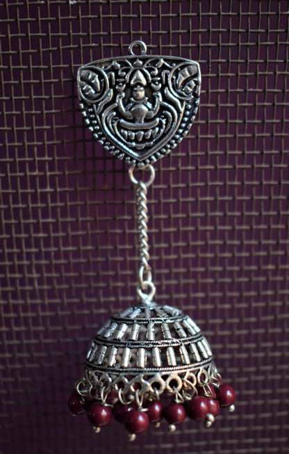 Goddess Lakshmi Hanging Jhumki (Kashmiri Latkan) - GlitterGleam